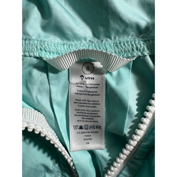 Iviva Light Blue Hooded Rain Jacket With Zipper Pockets Size 8 - Picture 6 of 12